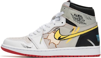 【定製球鞋】Jordan Air Jordan 1 high OG 野鶴製造 漫畫風 狼叔 塗鴉 防滑耐磨 高筒 復古籃球鞋 男女同款 灰白 Buy 【定製球鞋】Jordan Air Jordan 1 high OG 野鶴製造 漫畫風 狼叔 塗鴉 防滑耐磨 高筒 復古籃球鞋 男女同款 灰白