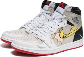 【定製球鞋】Jordan Air Jordan 1 high OG 野鶴製造 漫畫風 狼叔 塗鴉 防滑耐磨 高筒 復古籃球鞋 男女同款 灰白 Lookbook 【定製球鞋】Jordan Air Jordan 1 high OG 野鶴製造 漫畫風 狼叔 塗鴉 防滑耐磨 高筒 復古籃球鞋 男女同款 灰白
