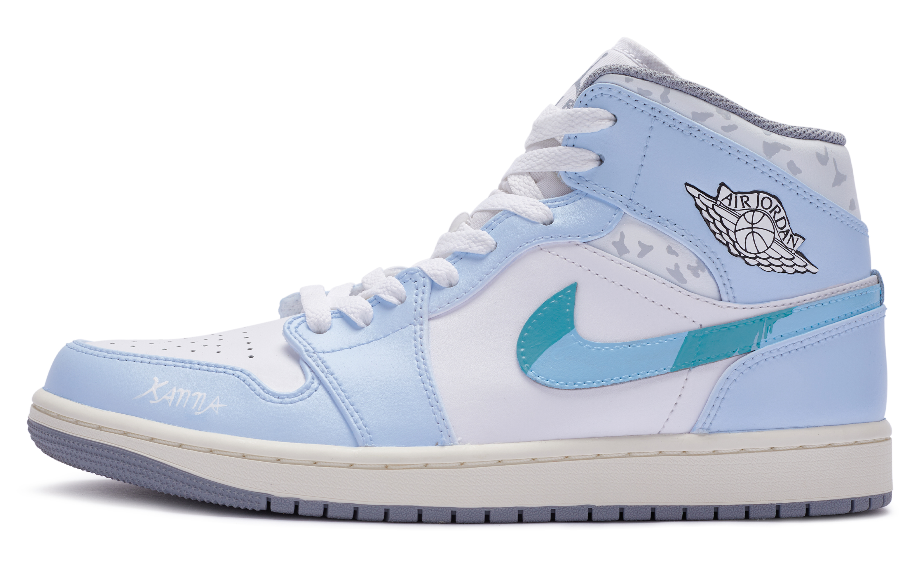 Buy [定制鞋] Air Jordan 1 Mid '动漫蓝白灰' 定制款 554724-135(TeamR-男款神无)