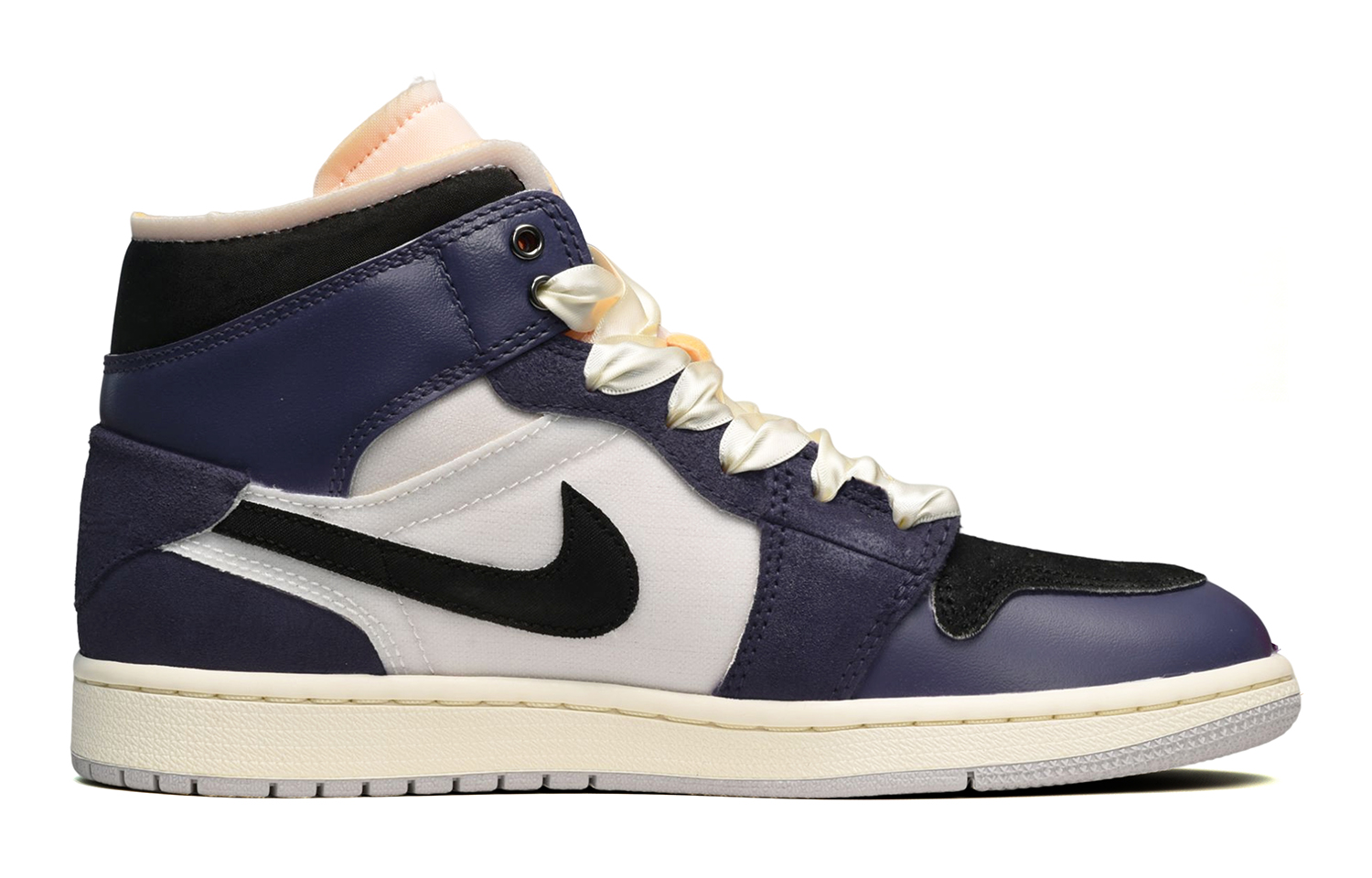 Order [Sepatu Kustom] Air Jordan Custom x 1 Mid 'Hitam Putih Ungu Distressed' DQ3726-100(TeamE-女款线条黑白紫)