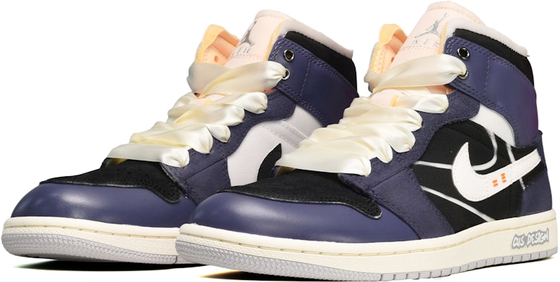 커스텀 에어 조던 1 미드 '블랙 화이트 퍼플 디스트레스드' DQ3726-100(TeamE-女款线条黑白紫) Lookbook 커스텀 에어 조던 1 미드 '블랙 화이트 퍼플 디스트레스드' DQ3726-100(TeamE-女款线条黑白紫)