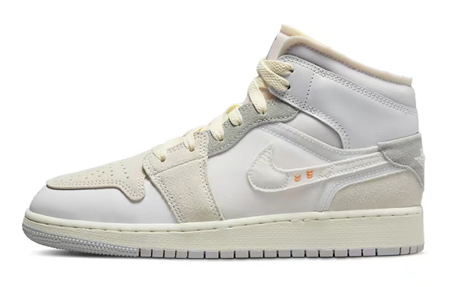 Sizing [Sepatu Kustom] Air Jordan Custom x 1 Mid 'Hitam Putih Ungu Distressed' DQ3726-100(TeamE-女款线条黑白紫)