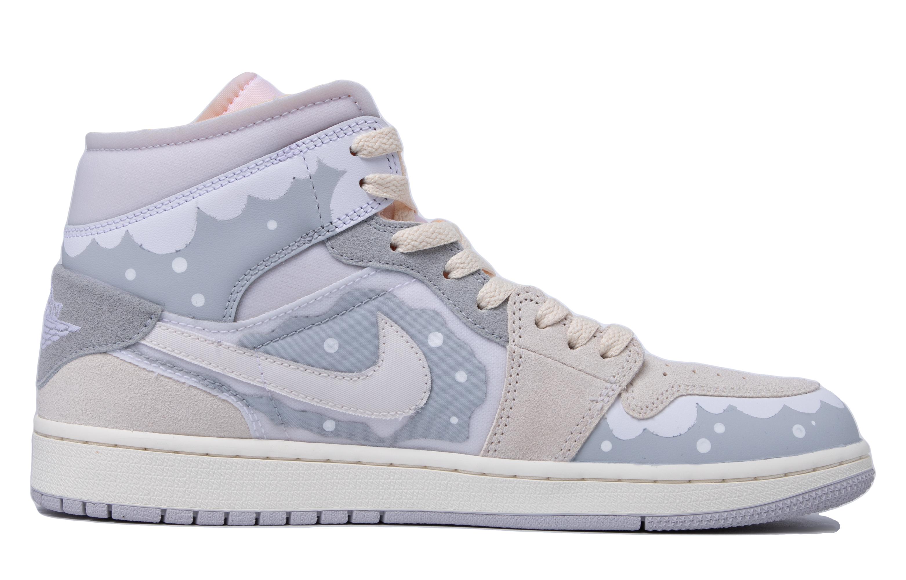 Lookbook 【定制球鞋】 Jordan Air Jordan 1 Mid 達文西定制 特殊鞋盒 聖誕雪夜 中幫 復古籃球鞋 男款 白灰