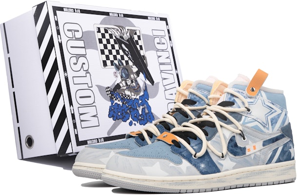 【定製球鞋】 Jordan Air Jordan 1 Mid 達芬奇定製 眾星璀璨 牛仔 星星 解構 簡約 中幫 復古籃球鞋 男款 藍白 Buy 【定製球鞋】 Jordan Air Jordan 1 Mid 達芬奇定製 眾星璀璨 牛仔 星星 解構 簡約 中幫 復古籃球鞋 男款 藍白