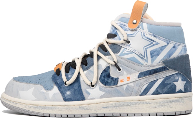 【定製球鞋】 Jordan Air Jordan 1 Mid 達芬奇定製 眾星璀璨 牛仔 星星 解構 簡約 中幫 復古籃球鞋 男款 藍白 Order 【定製球鞋】 Jordan Air Jordan 1 Mid 達芬奇定製 眾星璀璨 牛仔 星星 解構 簡約 中幫 復古籃球鞋 男款 藍白