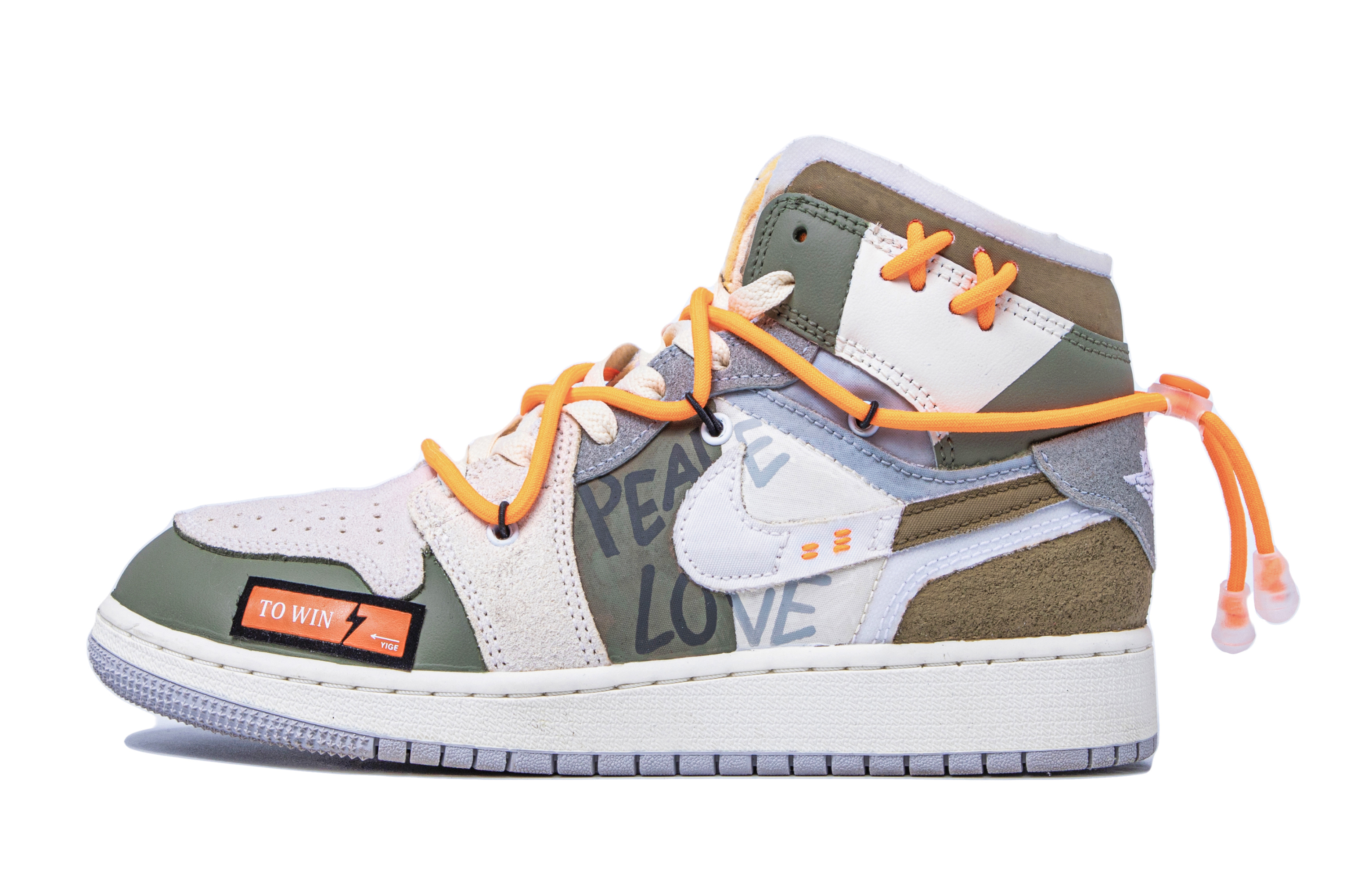 Order 커스텀 에어 조던 1 미드 '다빈치 사랑과 평화' DQ3726-100(TeamM-女款爱与和平S-BOX)