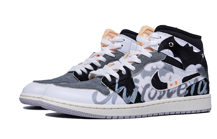 Lookbook [カスタムシューズ] エアジョーダン カスタム x 1 ミッド 'ダヴィンチ ダークバット グラフィティ ブラック ホワイト グレー' DM9652-100(TeamM-男款暗黑蝙蝠黑白灰)