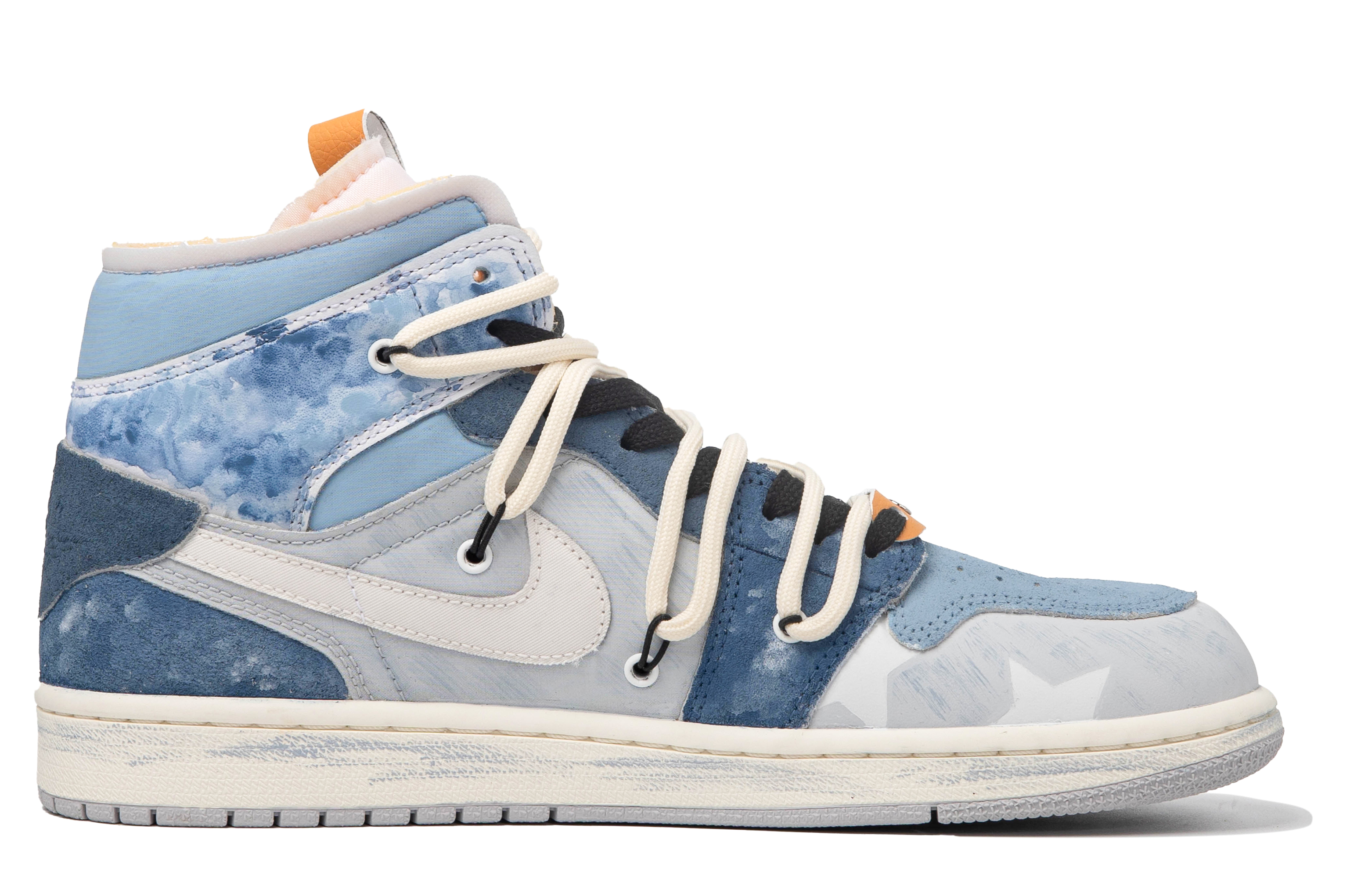 Lookbook [Sepatu Kustom] Air Jordan Custom x 1 Mid 'Da Vinci Starry Denim Biru Putih' DM9652-100(TeamM-男款众星璀璨S-BOX)