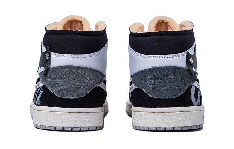 Shop [カスタムシューズ] エアジョーダン カスタム x 1 ミッド 'ダヴィンチ ダークバット グラフィティ ブラック ホワイト グレー' DM9652-100(TeamM-男款暗黑蝙蝠黑白灰)