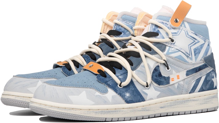 【定製球鞋】 Jordan Air Jordan 1 Mid 達芬奇定製 眾星璀璨 牛仔 星星 解構 簡約 中幫 復古籃球鞋 男款 藍白 Shop 【定製球鞋】 Jordan Air Jordan 1 Mid 達芬奇定製 眾星璀璨 牛仔 星星 解構 簡約 中幫 復古籃球鞋 男款 藍白
