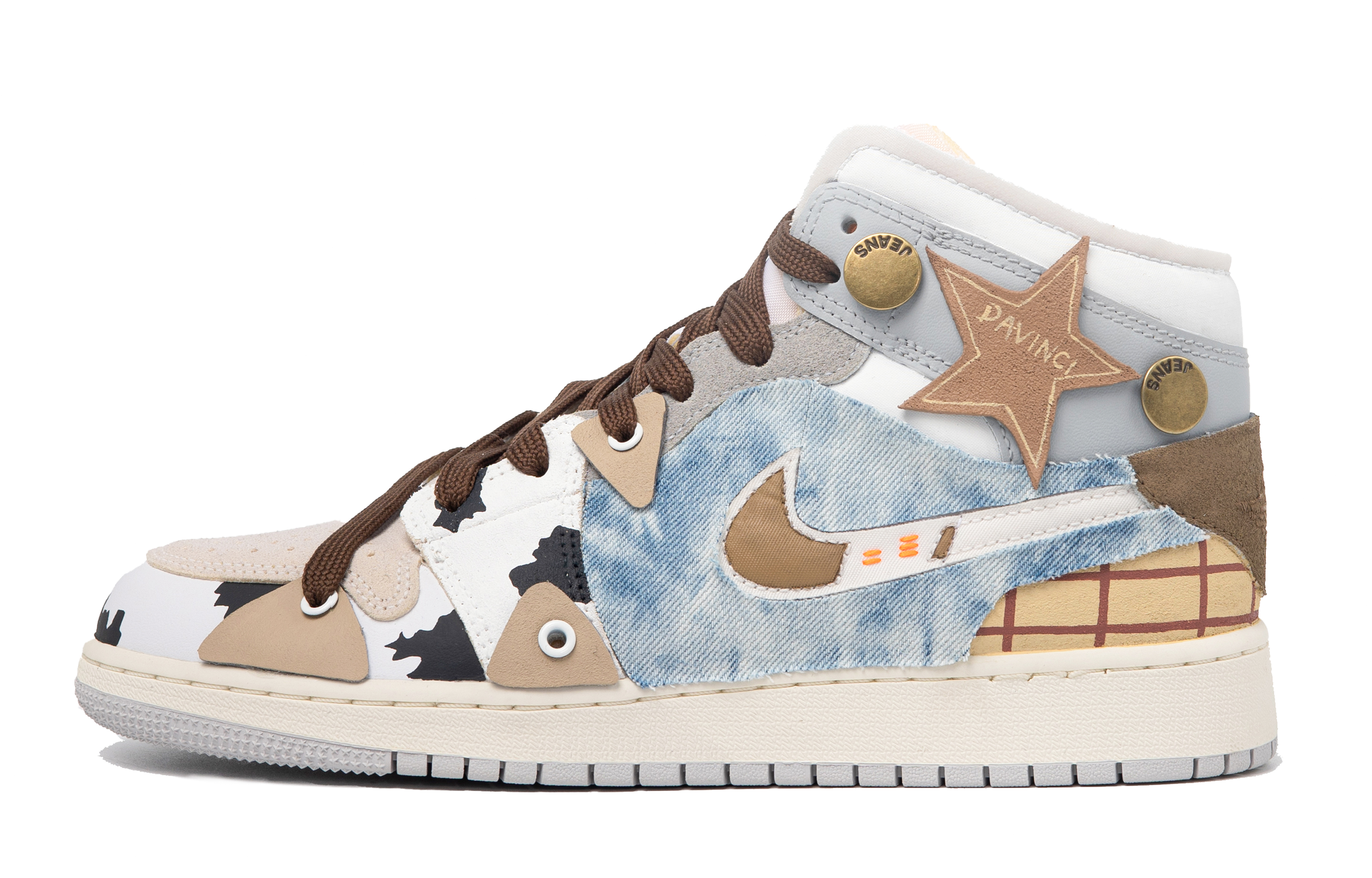 Order [Sepatu Custom] Air Jordan Custom x 1 Mid 'Denim Da Vinci' DQ3726-100(TeamM-女款西部牛仔S-BOX)