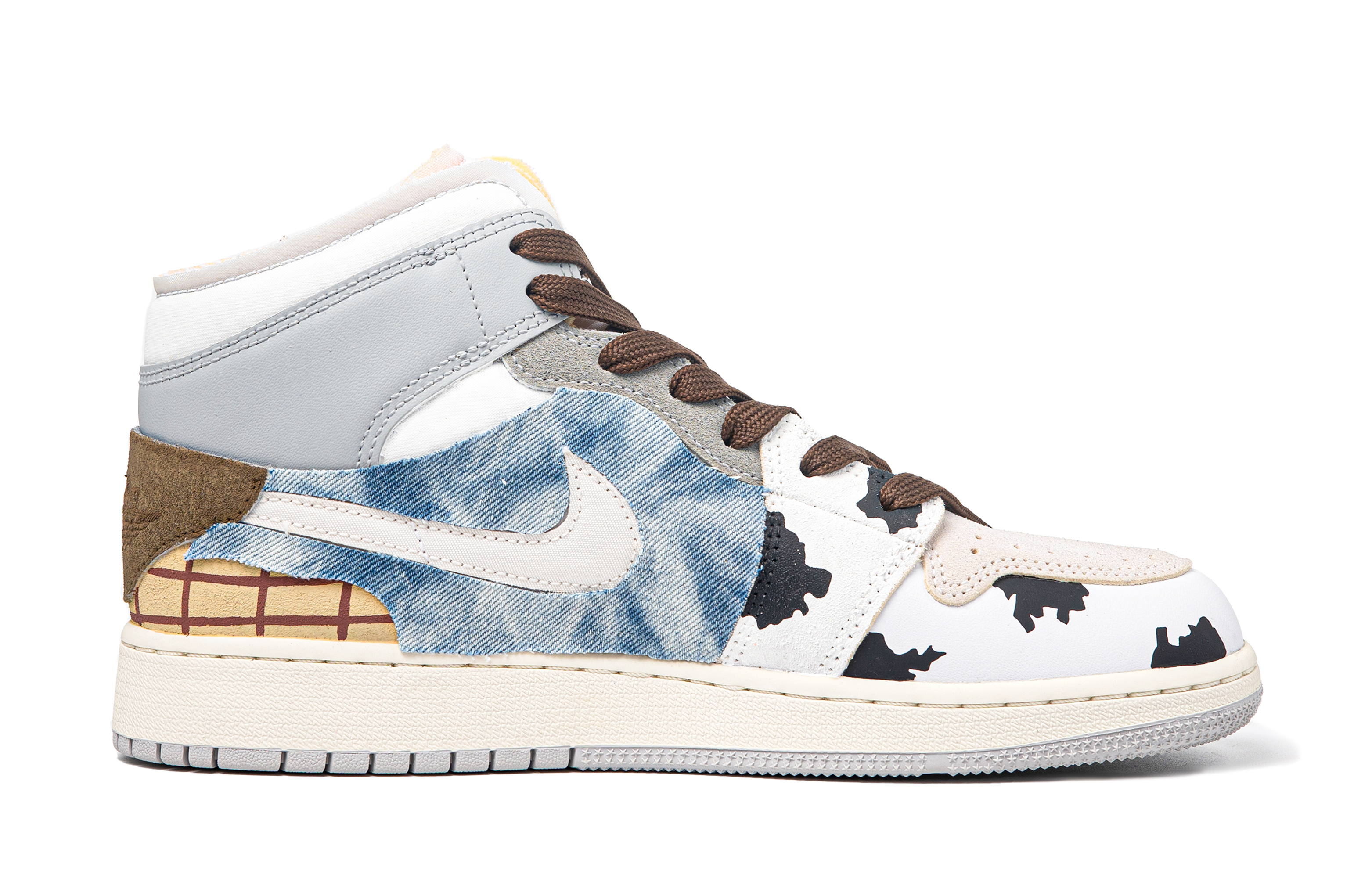 Lookbook [Sepatu Custom] Air Jordan Custom x 1 Mid 'Denim Da Vinci' DQ3726-100(TeamM-女款西部牛仔S-BOX)