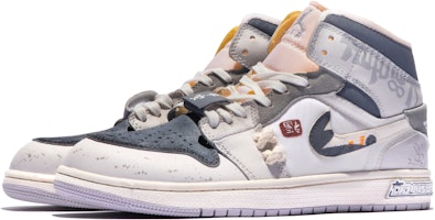 【定制球鞋】Jordan Air Jordan 1 Mid 達芬奇定制 特殊鞋盒 百事從歡 中幫 復古籃球鞋 GS 灰藍 Shop 【定制球鞋】Jordan Air Jordan 1 Mid 達芬奇定制 特殊鞋盒 百事從歡 中幫 復古籃球鞋 GS 灰藍