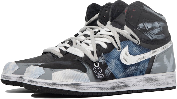 【定制球鞋】Jordan Air Jordan 1 Retro High OG 牛仔布 達芬奇定制 特殊鞋盒 暗夜 牛仔 高幫 復古籃球鞋 男女同款 灰黑 Shop 【定制球鞋】Jordan Air Jordan 1 Retro High OG 牛仔布 達芬奇定制 特殊鞋盒 暗夜 牛仔 高幫 復古籃球鞋 男女同款 灰黑