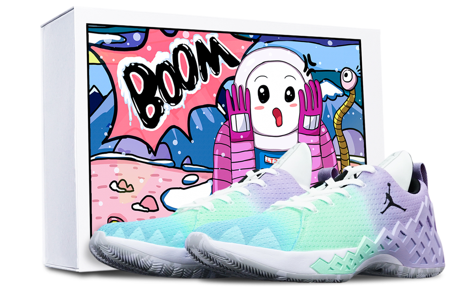 Buy 에어조던 다이아몬드 로우 '블루그린퍼플 마카롱' (커스텀) CI1209-101(TeamT-实战蓝绿紫渐变S-BOX)