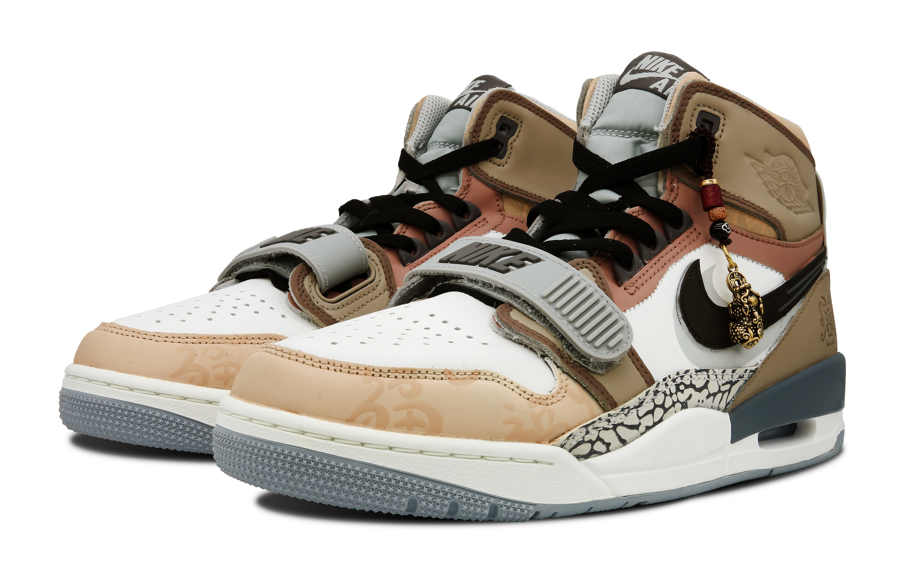 Lookbook 【訂製球鞋】 Jordan Legacy 312 CNY龍年限定 龍華富貴 福 國風 高筒 復古籃球鞋 男款 棕白