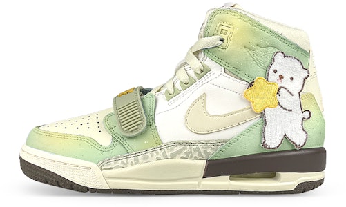 【訂製球鞋】 Jordan Legacy 312 CNY 極光 可撕小熊布貼 漸變暈染 高幫 復古籃球鞋 GS 白綠 Buy 【訂製球鞋】 Jordan Legacy 312 CNY 極光 可撕小熊布貼 漸變暈染 高幫 復古籃球鞋 GS 白綠
