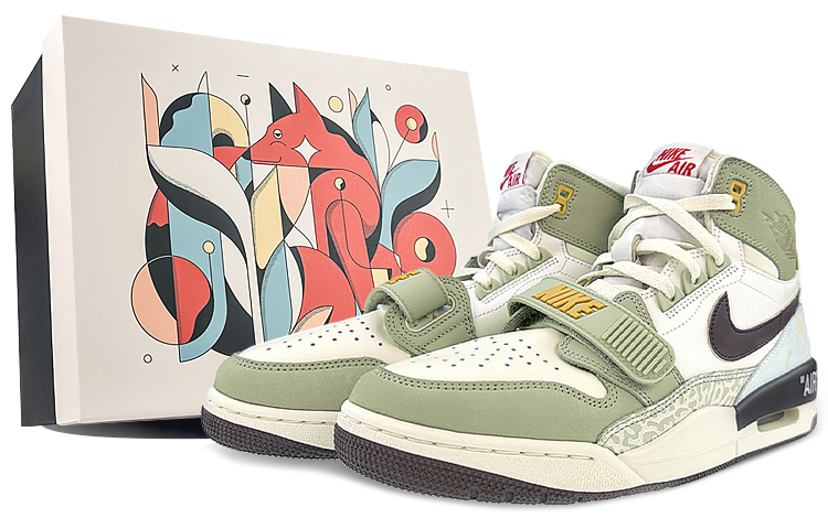 [Custom Shoes] Air Jordan Legacy 312 'Court Spirit White-Green-Gold Smiley Pack'