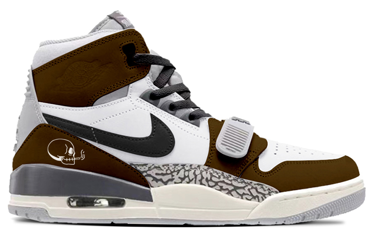 Order 【訂製球鞋】 Jordan Legacy 312 潮流 鎧甲機器人 反叛骷髏 賽博龐克 高筒 復古籃球鞋 男款 灰水泥