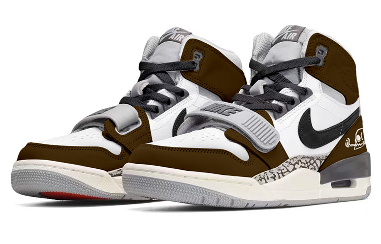 Lookbook 【訂製球鞋】 Jordan Legacy 312 潮流 鎧甲機器人 反叛骷髏 賽博龐克 高筒 復古籃球鞋 男款 灰水泥