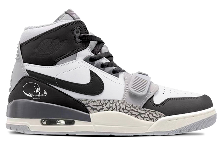 Order [Sepatu Kustom] Air Jordan Legacy 312 'Abu Semen - Grafiti Tengkorak' AV3922-002(TeamY-男款灰水泥骷髅涂鸦深灰)