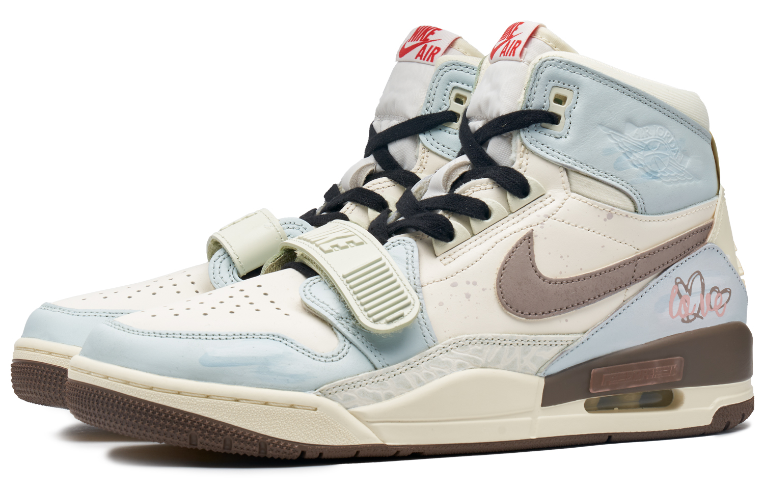 Shop 【客製球鞋】 Jordan Legacy 312 熊貓惡作劇 冰藍海鹽 復古 磨舊 復古籃球鞋 男款 棕粉藍