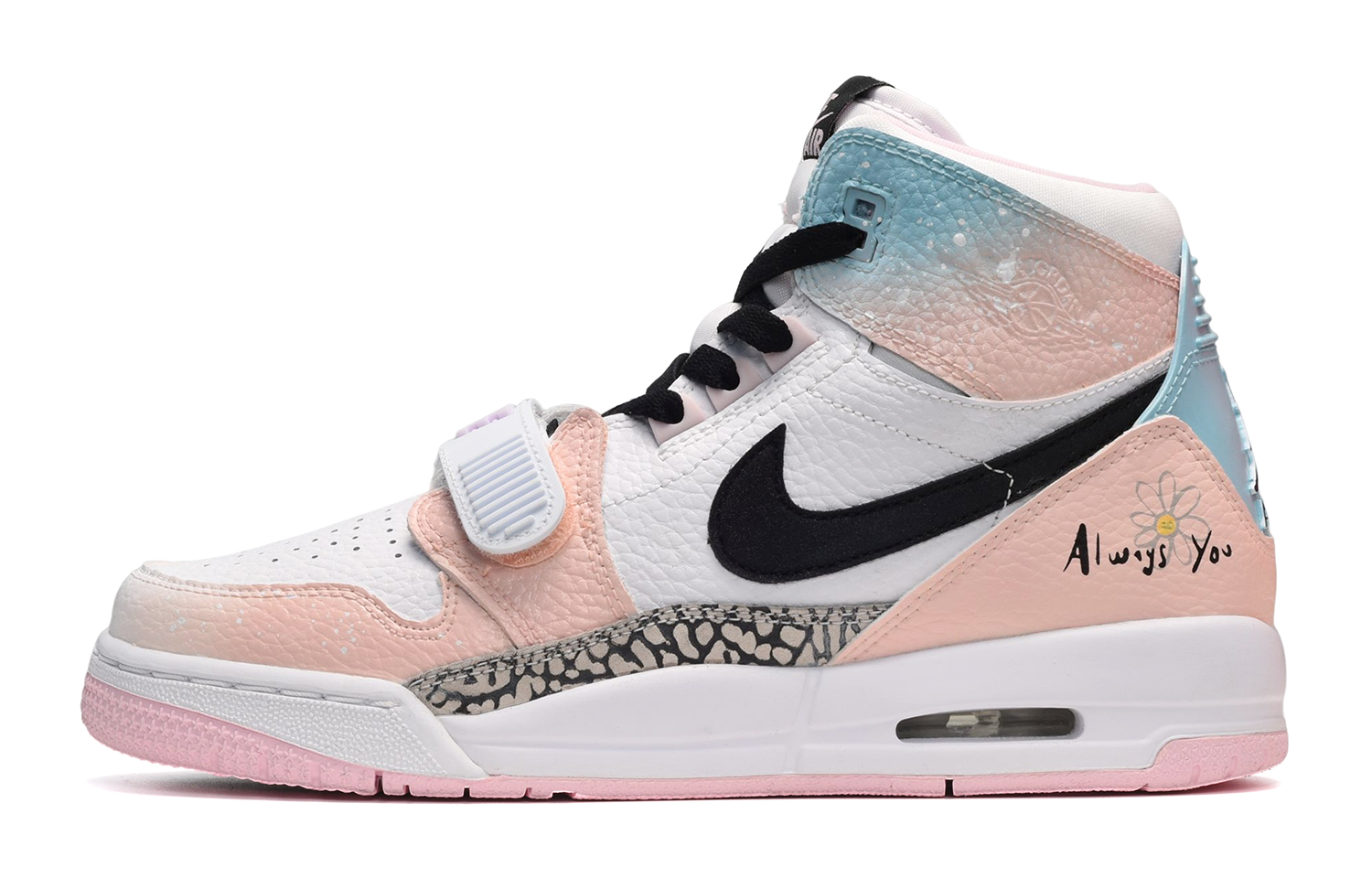 Buy [Kasut Custom] Air Jordan Legacy 312 'Pink Blue White Gradient Daisy' AT4040-106(TeamE-女款小雏菊粉蓝白)