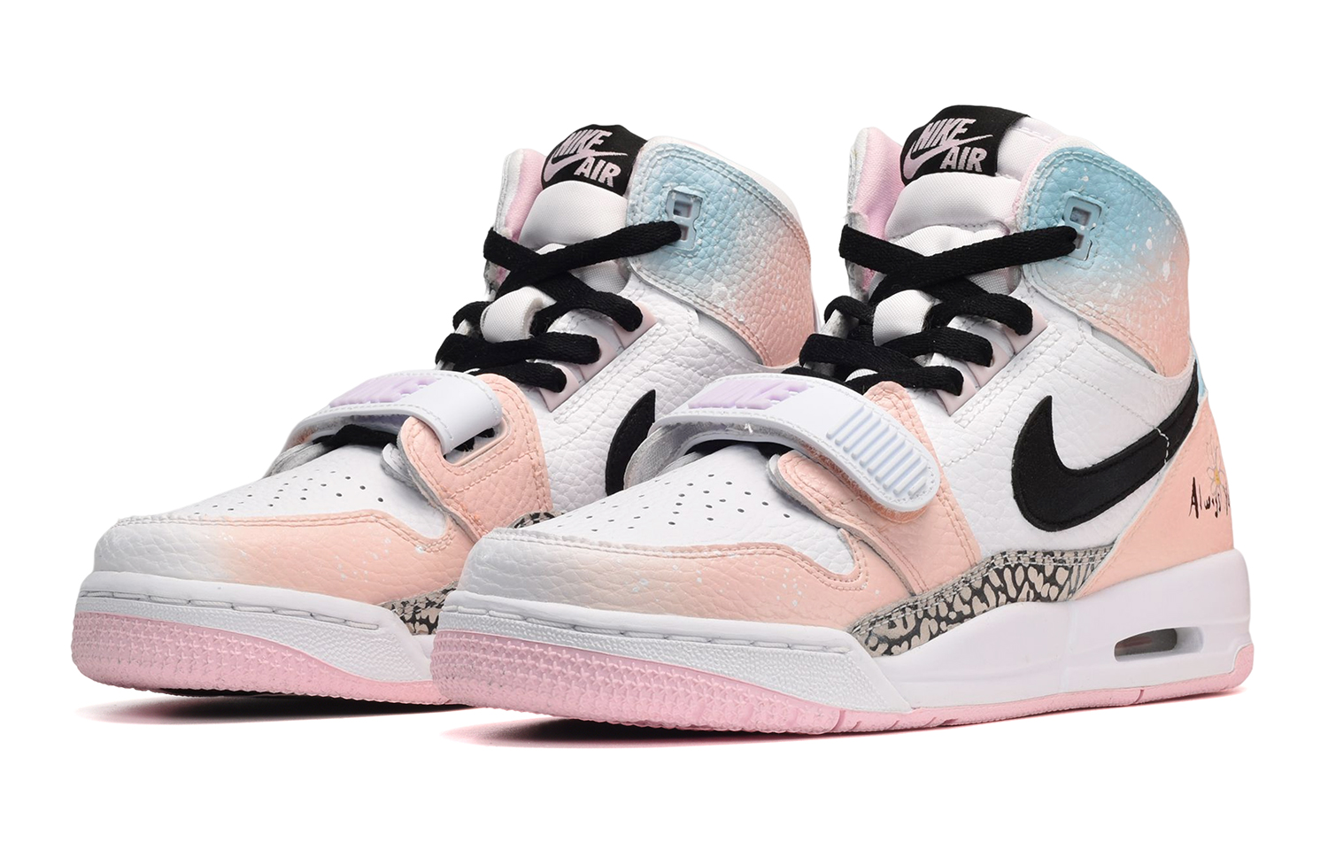 Lookbook [Kasut Custom] Air Jordan Legacy 312 'Pink Blue White Gradient Daisy' AT4040-106(TeamE-女款小雏菊粉蓝白)
