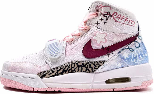 【定製球鞋】Jordan Legacy 312 滿天星 點點星空 少女心 高幫 復古籃球鞋 GS 白粉 Buy 【定製球鞋】Jordan Legacy 312 滿天星 點點星空 少女心 高幫 復古籃球鞋 GS 白粉