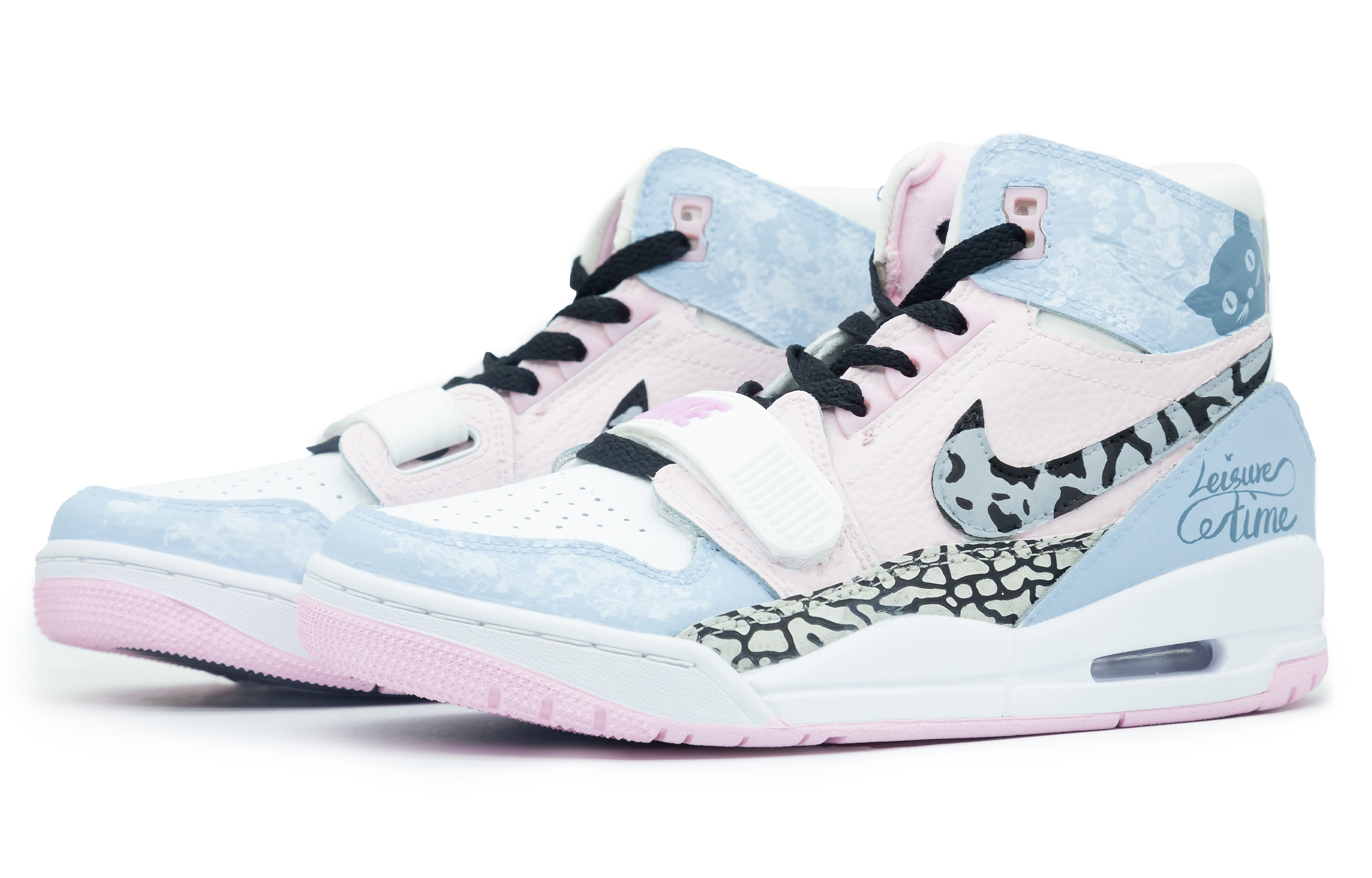 Lookbook [Kasut Custom] Air Jordan Legacy 312 'Putih Merah Jambu Biru Leopard' AT4040-106(Team28-女款豹纹小野猫)