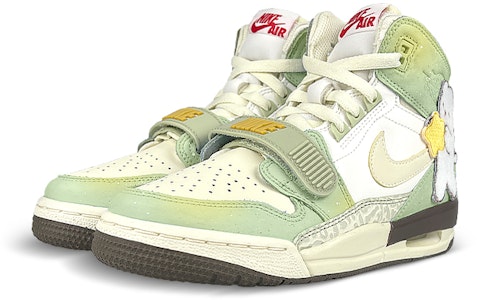 【定製球鞋】Jordan Legacy 312 極光 可撕小熊布貼 漸變暈染 高筒 復古籃球鞋 男款 白綠 Lookbook 【定製球鞋】Jordan Legacy 312 極光 可撕小熊布貼 漸變暈染 高筒 復古籃球鞋 男款 白綠