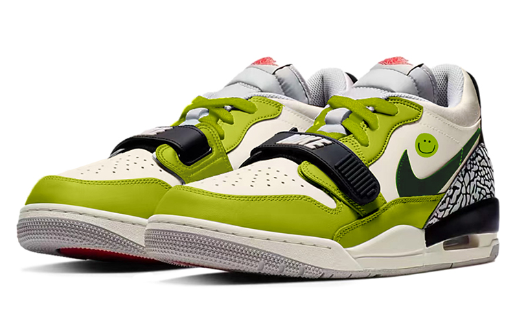 Lookbook 【訂製球鞋】 Jordan Legacy 312 低筒 牛油果 笑臉 鎧甲機器人 賽博龐克 復古籃球鞋 男款 米綠