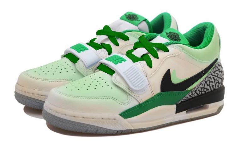 Shop [Kasut Custom] Air Jordan Legacy 312 Rendah 'Distressed Double Swoosh Hitam Putih Hijau' FN3406-101(Team拾玖-苹果绿312S-BOX）