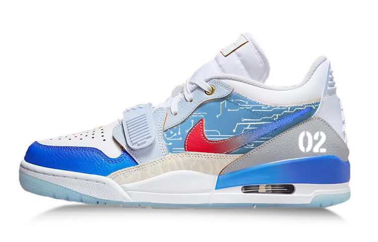 [Custom Shoes] Air Jordan Legacy 312 Low 'Tech Blueprint Cyberpunk White-Blue-Red'