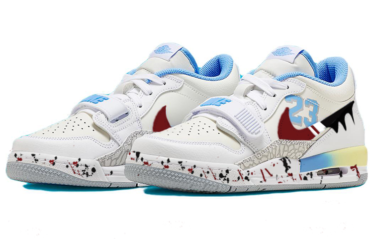 Lookbook 커스텀 에어 조던 레거시 로우 '화이트 블루 레드 플루이드 스플래터' (79 characters) FJ7223-141(Team56-流体泼墨)