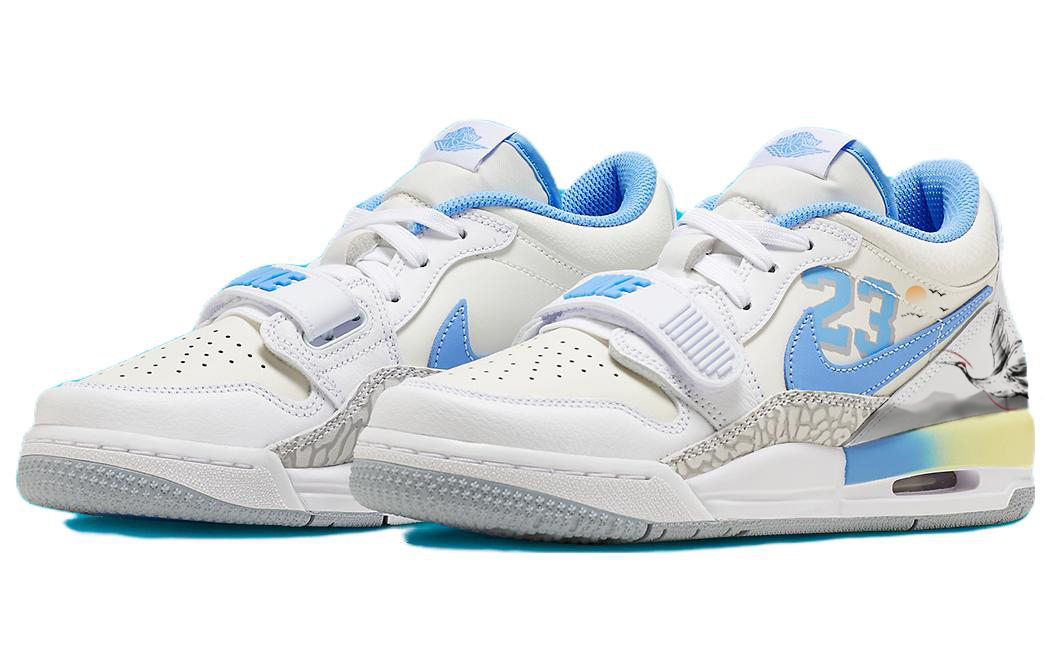 Lookbook [Sepatu Kustom] Air Jordan Legacy 312 Low 'Putih Biru Hitam - Gaya Cina Burung Bangau & Gunung Pinus' FJ7223-141(Team56-仙鹤松山)