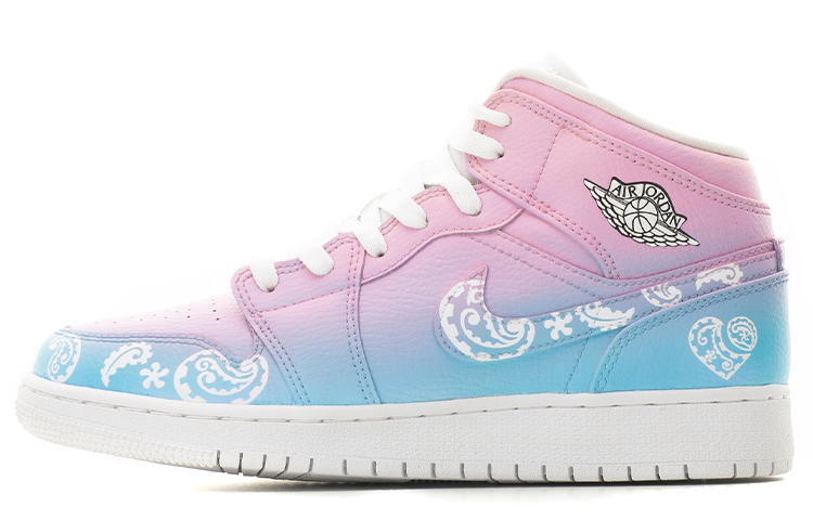 [Custom Shoes] Air Jordan Mid 'Cashew Flower Valentine's Day Blue Pink Gradient'