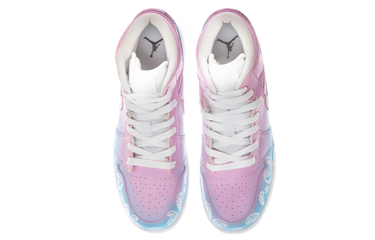 Shop 【カスタムシューズ】バレンタインブルーピンクグラデーションAir Jordan Mid 554724-130(TeamA-AJ1男女款腰果花蓝粉)