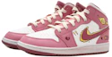 Shop 【訂製球鞋】Jordan Air Jordan 1 Mid OKHR 動畫風 比卡 電量 心 質感磨舊 中筒 復古籃球鞋 GS 白粉