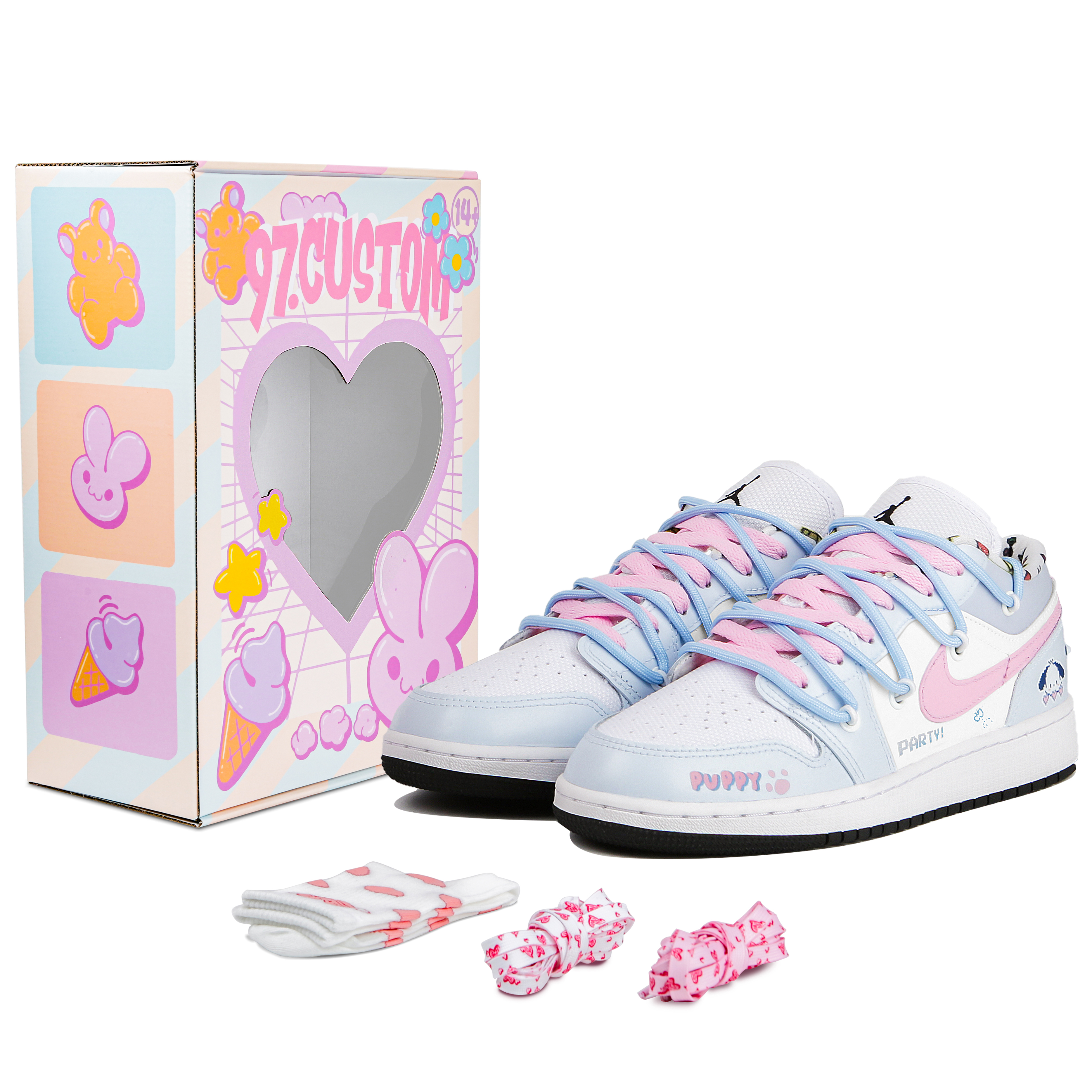 Buy [Zapatillas personalizadas] Air Jordan Sanrio x 1 Low "Cachorro Morado" DM8969-114(Team4-女款心动小狗SBOX)