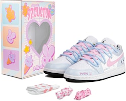 【客製化球鞋】 Jordan Air Jordan 1 低筒 心動小狗 三麗鷗 禮盒 可愛玩偶 複古籃球鞋 GS 紫色 Buy 【客製化球鞋】 Jordan Air Jordan 1 低筒 心動小狗 三麗鷗 禮盒 可愛玩偶 複古籃球鞋 GS 紫色