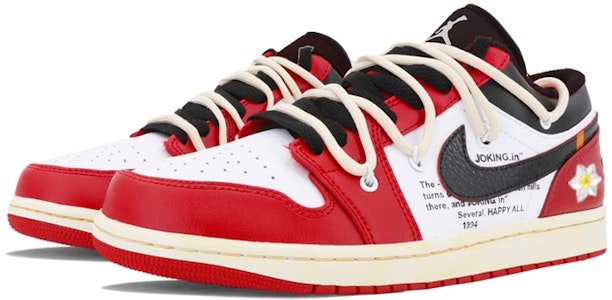 【定制球鞋】Jordan Air Jordan 1 Low TS 英文字母 水仙花 做舊 低筒 復古籃球鞋 GS 黑紅 Lookbook 【定制球鞋】Jordan Air Jordan 1 Low TS 英文字母 水仙花 做舊 低筒 復古籃球鞋 GS 黑紅