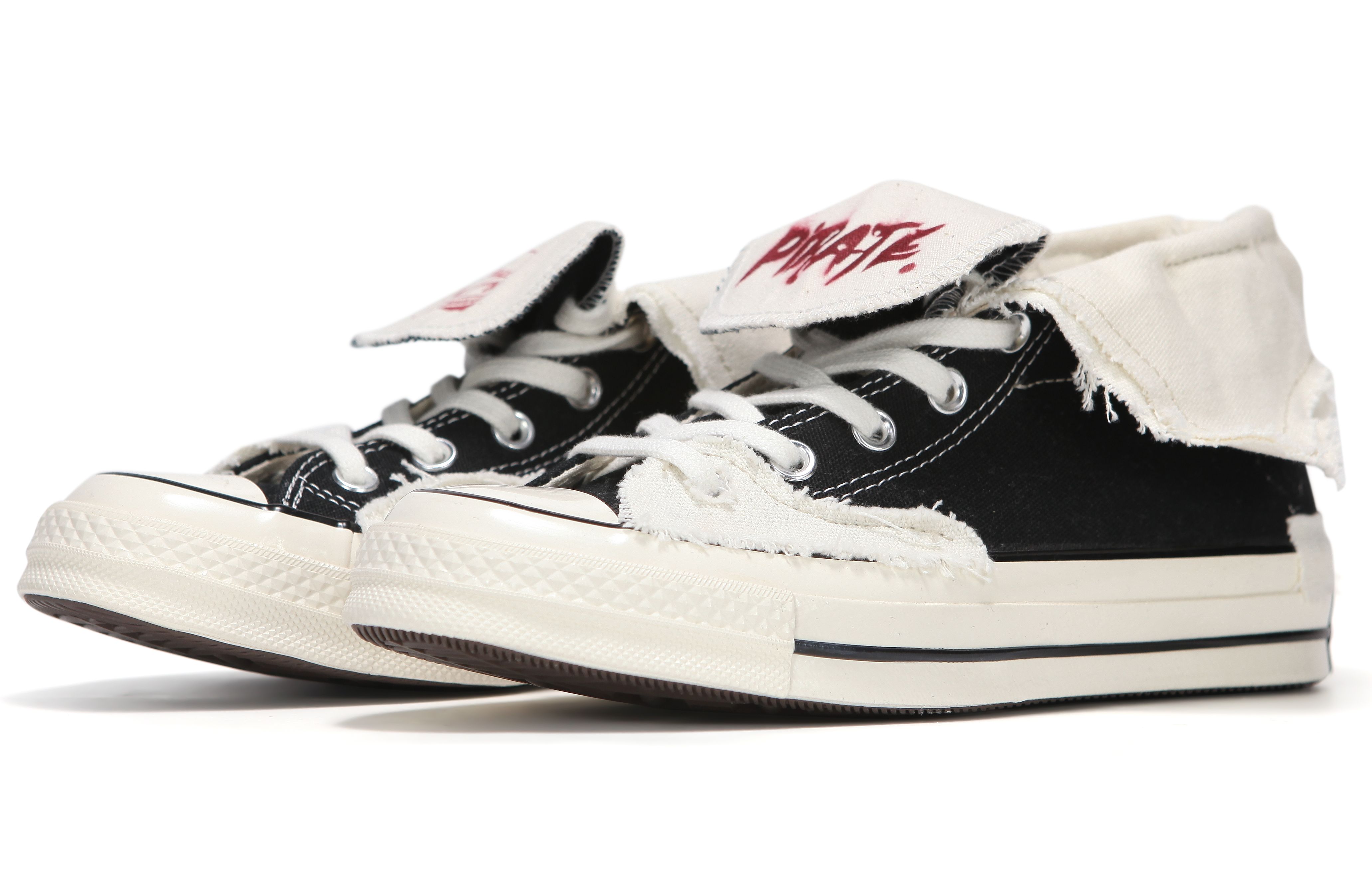 Lookbook [Custom Shoes] Converse 1970s All Star High-Top Canvas Black and White 'Deconstructed Retro Wave'