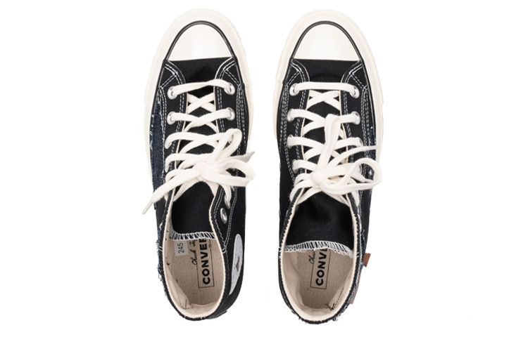 Shop 【定制球鞋】Converse All Star 1970s 經典款 牛仔 腰果花 縫紉 拼接 高幫 帆布鞋 男女同款 黑棕