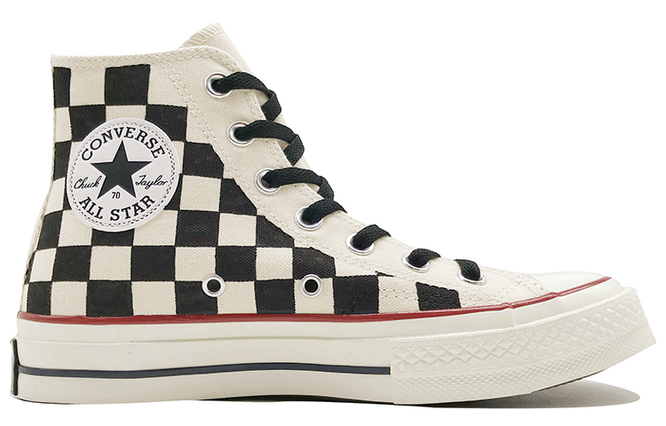 Order [定制鞋款] 匡威Chuck 1970s 高帮 '格纹笑脸涂鸦' 162053C(TeamD-男女同款棋盘格笑脸黑白黄)