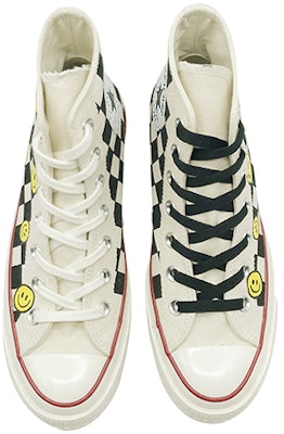 カスタムシューズ: コンバーチャック1970sハイ「チェックスマイリーグラフィティ」 162053C(TeamD-男女同款棋盘格笑脸黑白黄) Shop カスタムシューズ: コンバーチャック1970sハイ「チェックスマイリーグラフィティ」 162053C(TeamD-男女同款棋盘格笑脸黑白黄)