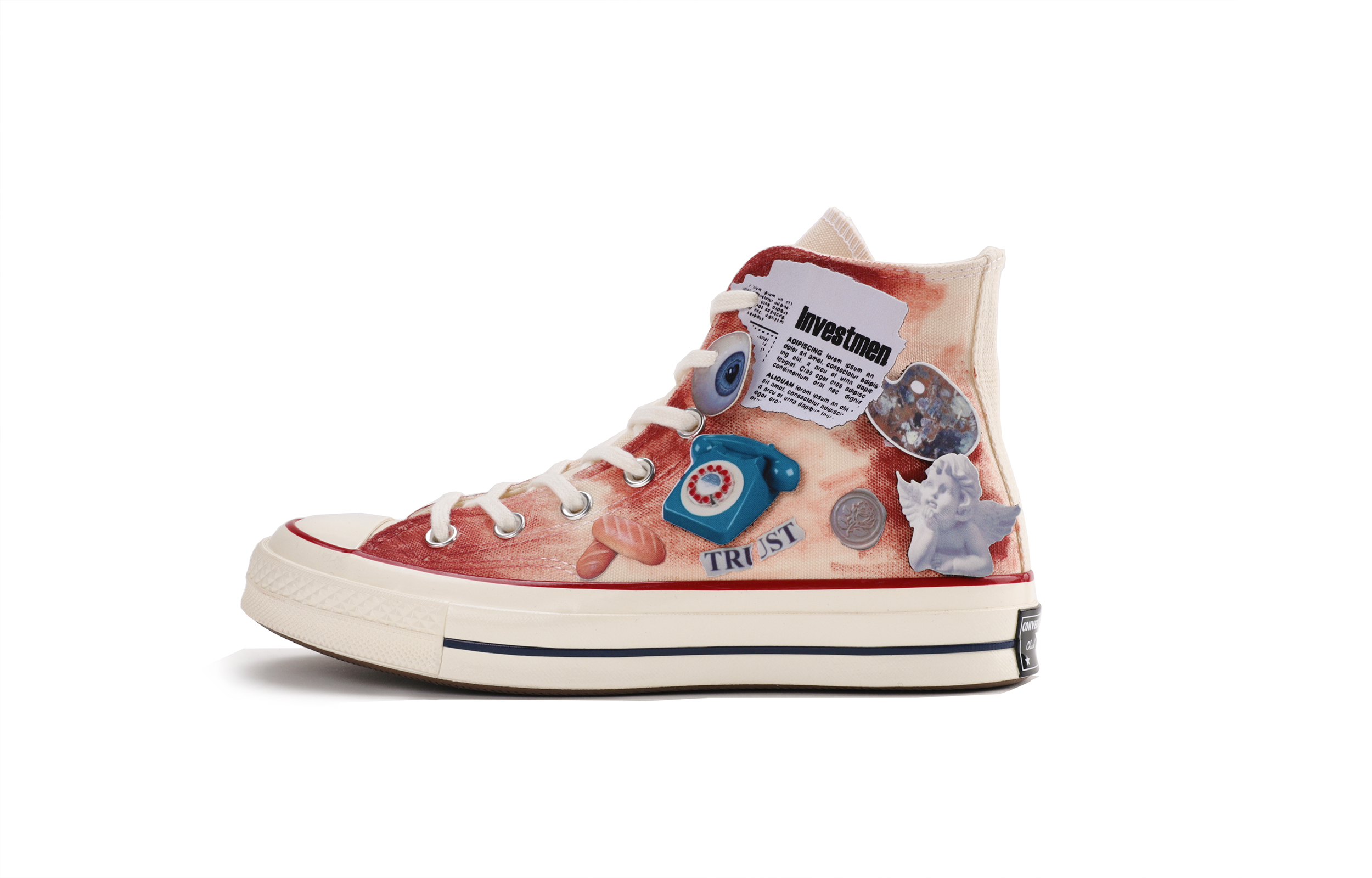 Buy [Kasut Custom] Converse Chuck Taylor All Star 1970s High 'Retro Moden Velcro - Beige Merah' 162053C(Team111-若欢堂-怪诞摩登)