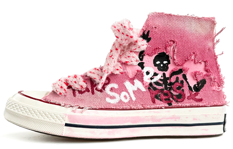 Buy カスタムシューズ] コンバース チャック テイラー オールスター 1970s ハイ ブラック ピンク「スカル グラフィティ」 162053C(Team13-手绘骷髅)