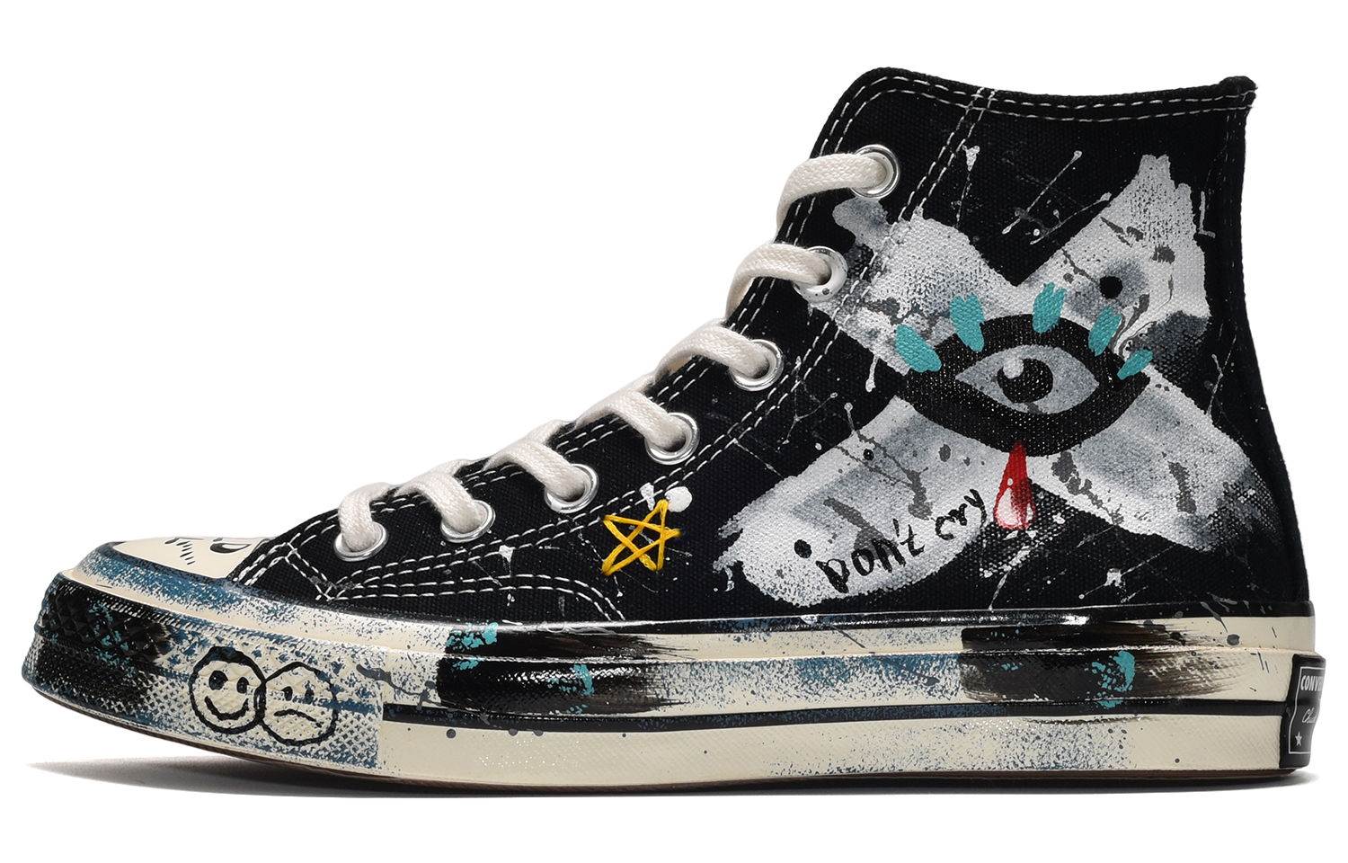 [Custom Shoes] Converse Chuck Taylor All Star 1970s Hi Black White 'Love Confession Graffiti Smiley'