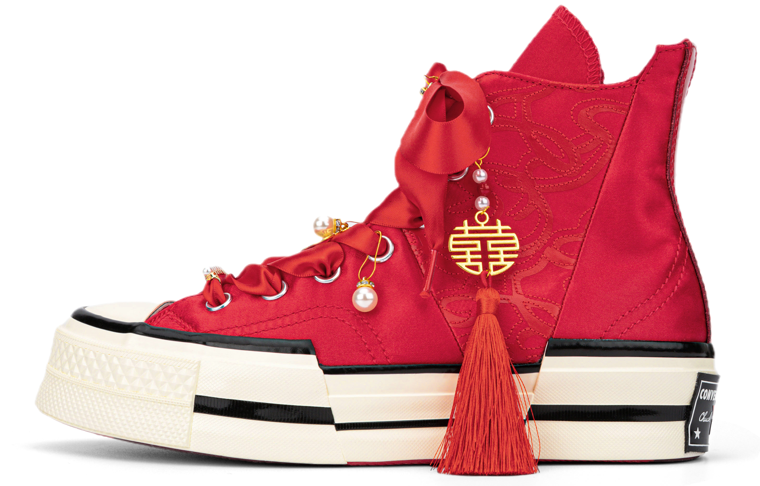 Order [Custom Schuhe] Converse Chuck Taylor All Star 1970s ''Wedding Red - Fransen & Perlen'' A05265C(Team18-流苏婚鞋SBOX)